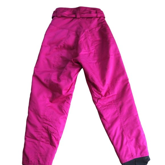 Vintage 80s OSSI Stirrup Ski Pants XS Fuchsia High Rise Belted Pocket Zip - Picture 12 of 15